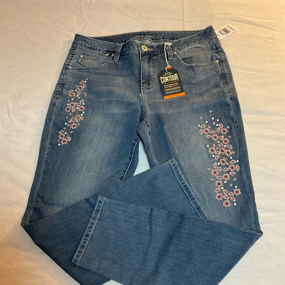 NWT Jag Jeans Sheridan Skinny with Pink Floral Embroidery